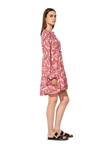 ONLY Women's Tropical Print Fit and Flare Maroon Dress