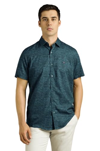 Louis Philippe Men Navy Print Half Sleeves Casual Shirt