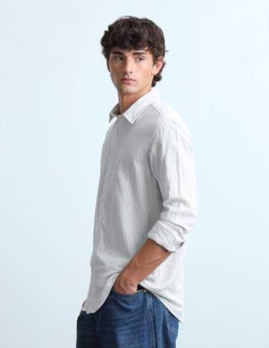 Flying Machine Dobby Vertical Striped Shirt