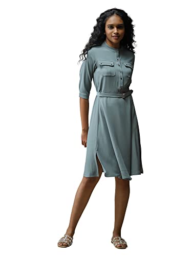 Label RITU KUMAR Mint Solid Shirt Dress