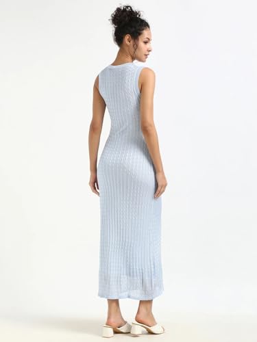 Tommy Hilfiger Viscose Round Neck Bodycon Dress Breezy Blue