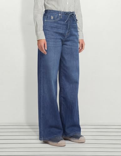 Women Wide Leg High-Rise Light Blue Lightweight Stretchable Jeans
