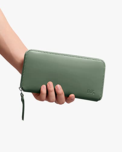 DailyObjects Sap Green Vegan Leather Women's Classic Zip Wallet|Made with PU Leather Material||20 Slip Pockets for Cards|Slim and Easy to Carry in Bag|Big Size Clutch with Card Holder