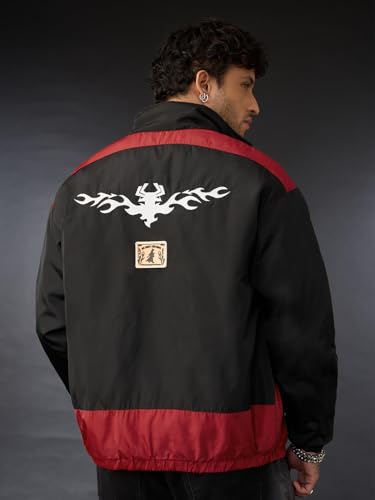 The Souled Store Cartoon Network: Samurai Jack Men and Boys Full Sleeves Stand Collar Graphic Printed Polyester Oversized Fit Lightweight Streetwear Racer Jacket