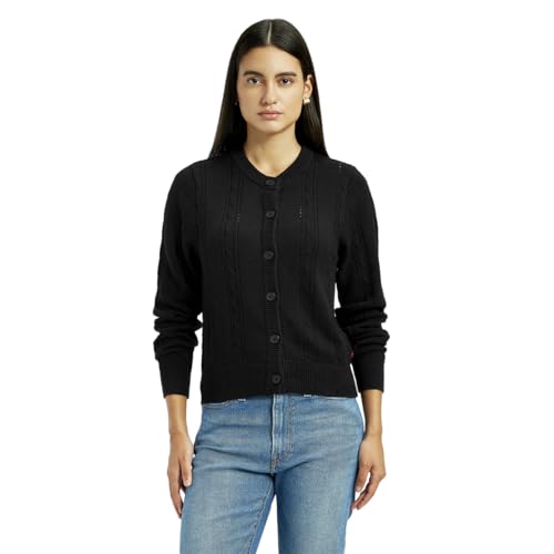 Levi's Women's Self Design Black Round Neck Sweater