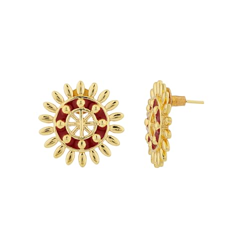 VOYLLA Gota Patti Surya Moti Haar Necklace Set For Women, Gold Jewellery Set, Gift For Women & Girls, Enamelled Jewellery, Festive, Puja, Wedding, Gifting