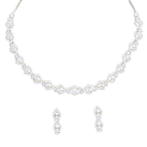 VOYLLA Silver Plated Brass Necklace Set From Sparkling Elegance