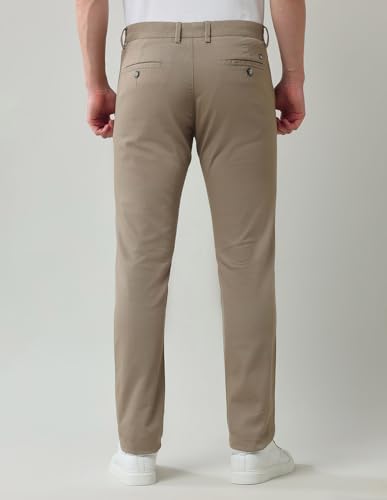 Arrow Sports Men's Brown Solid Mid Rise Cotton Button Slim Fit Flat Front Slant Pocket Trousers (ASAJTR2509_Brown_38)