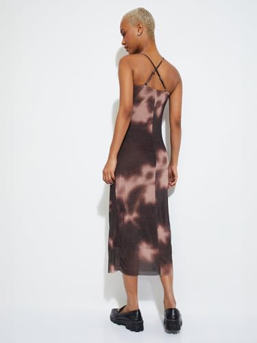 Max Alaya F x URB_N Women Floral Print Sheath Dress(Brown_S)