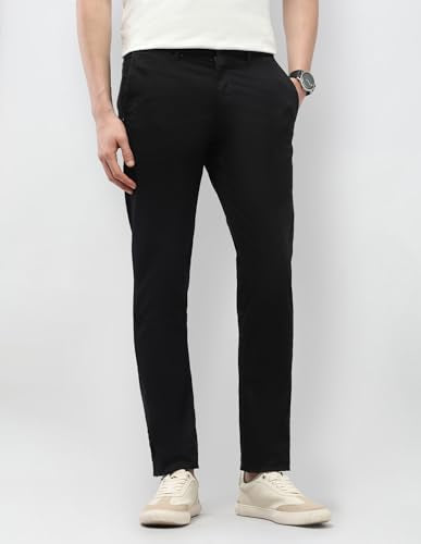 U.S.Polo Association Men's Austin Slim Fit Satin Trousers (USTRO228A_Black_36)