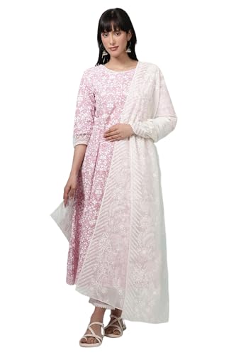 W for Woman White Floral Printed Organza Dupatta