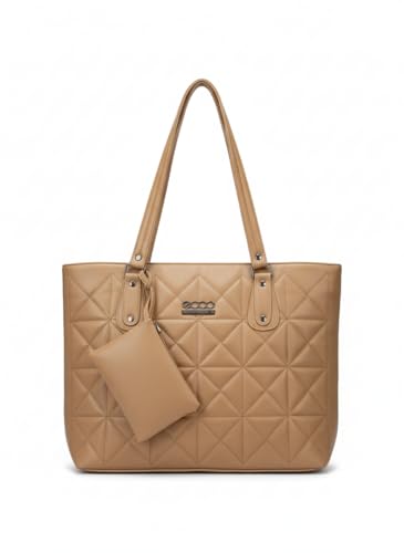 NAZRANA ENTERPRISESQuilted Tote Bag with Pouch, Spacious & Elegant Handbag for Women