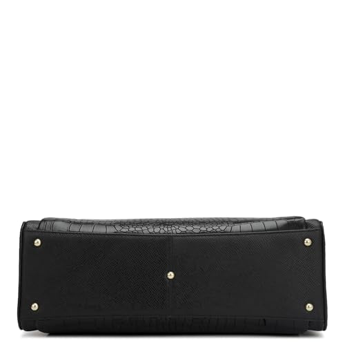 Da Milano Genuine Leather Black Satchel (00055D) (Medium)