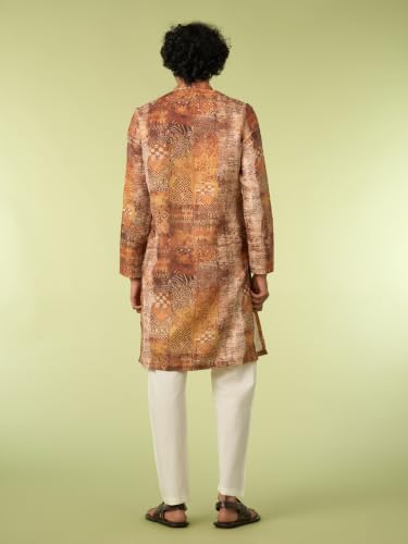 DIWAS BY MANYAVAR Men's Printed Casual Wear Kurta Set (Fawn,L)