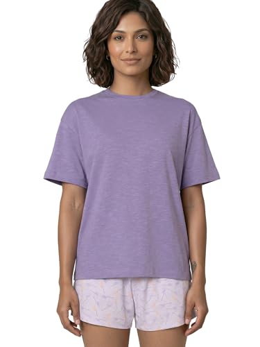 Enamor Oversized Drop Shoulder T-Shirt, 100% Cotton Slub, Oversized Fit - E312 Purple Haze