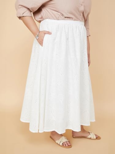 Women Schiffili Midi Skirt (Ivory_S)