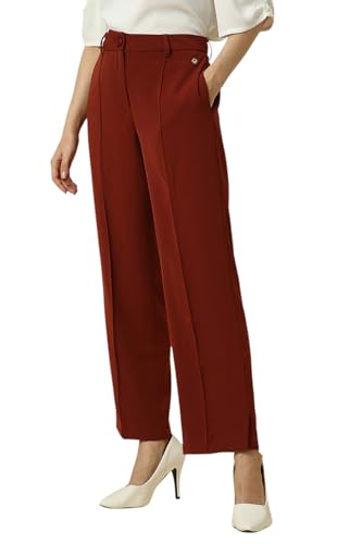 Women Maroon Regular Fit Solid Casual Trousers