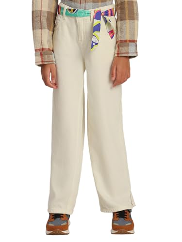 VERO MODA Girl's Solid Wide Leg High Rise White Jeans