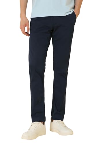 Men Navy Solid Casual Trousers