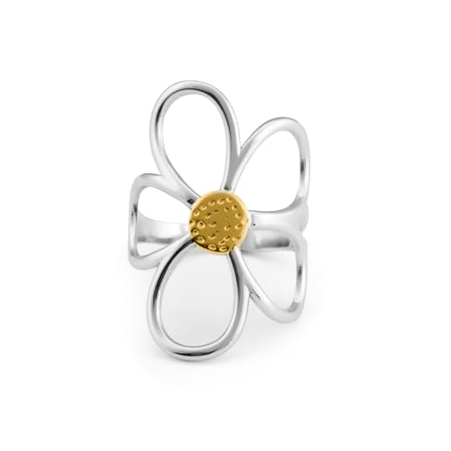 PALMONAS Silver Daisy Flower Ring for Womens (Size- Adjustable) - Waterproof & Anti-Tarnish, Gift for Girls & Women