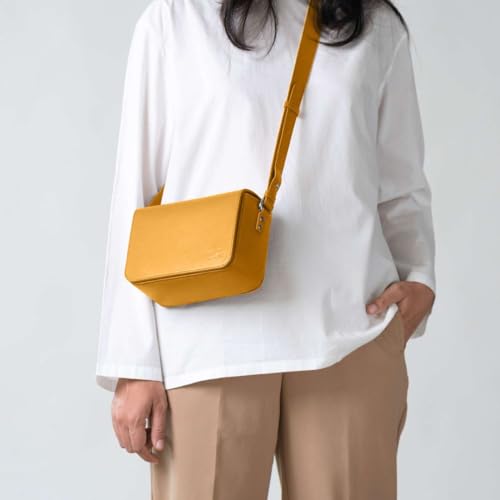 DailyObjects Sol Box Sling Crossbody Bag for Women, Girls | Durable Vegan Leather | Stylish Ladies Wallet Purse | Latest Shoulder Handbag | Magnetic Flap Closure & Adjustable Wide Strap, Yellow