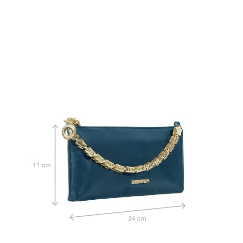 Hidesign Women's Wristlet Midnight Blue Medium Genuine Leather Minimal Zipper Solid