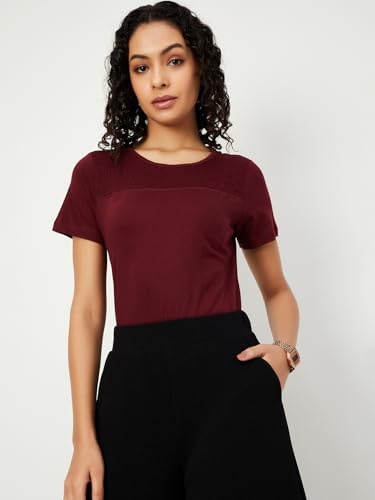 Max Women's Regular Fit T-Shirt (SMOKE4B_Burgundy