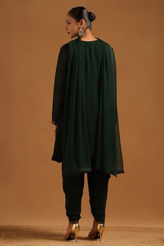 Soch Womens Green Georgette Embellished Salwar Suit With Bead Details