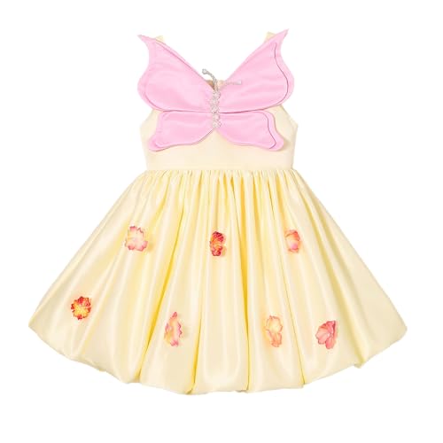 Hopscotch Girls Yellow Sleeveless Butterfly Applique Party Dress for Age (5-6 Years)