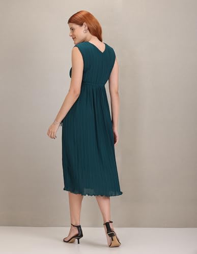 U.S. POLO ASSN. Women's Polyester A-Line Knee-Length Dress (UWAW22DRS053_Teal