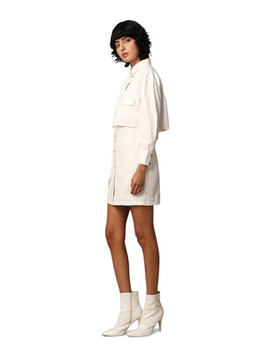 ONLY Women's Cotton Shirt Mini Dress (9008797-Cloud Dancer_Cloud