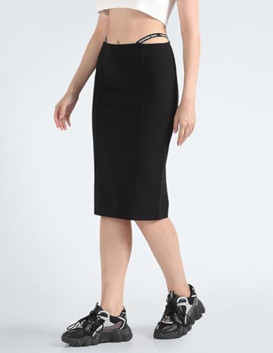 Calvin Klein Viscose Western Skirt Black