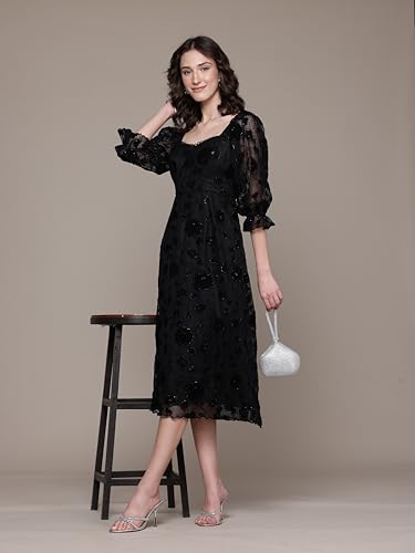 Label RITU KUMAR Black Molly Midi Dress