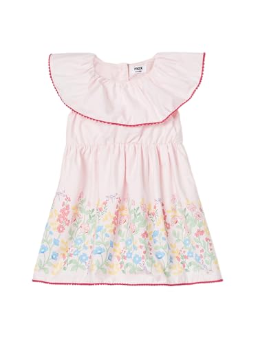 Max Girls Floral Print Dress(Pink_6-8 Y)