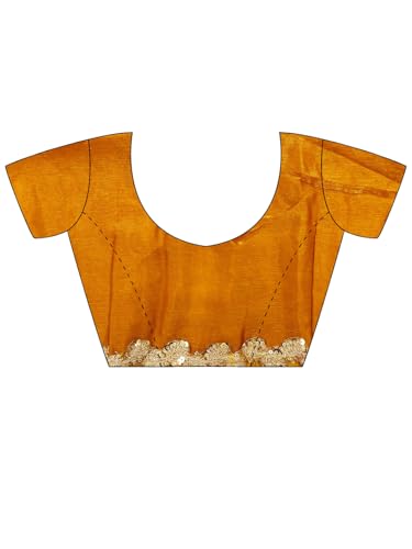AKHILAM Women's Orange Chiffon Embellished Saree With Unstitched Blouse Piece (FNPATTI1004_AB)