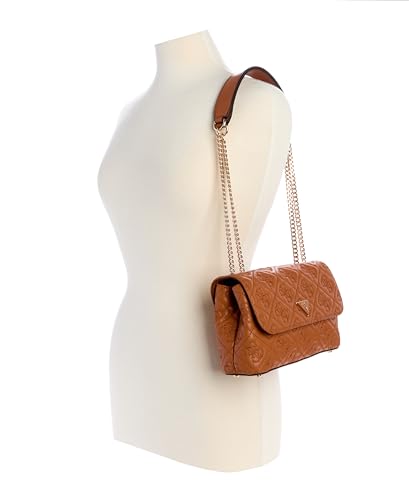 Guess Women Caramel Quilted Adelasia Convertible Flap Crossbody Bag