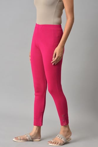 W for Woman Pink Acrylic Winter Leggings_22NOW60421-212142_S