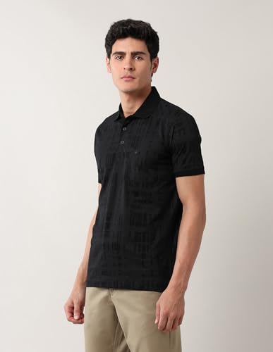 Arrow Men's Regular Fit Polo Shirt (ARAJTS3859_Black
