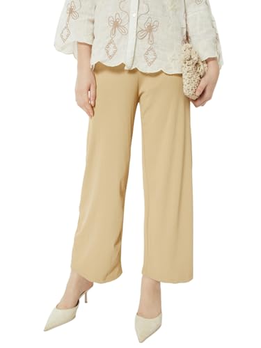 Max Women Ribbed Trousers (Beige_L)