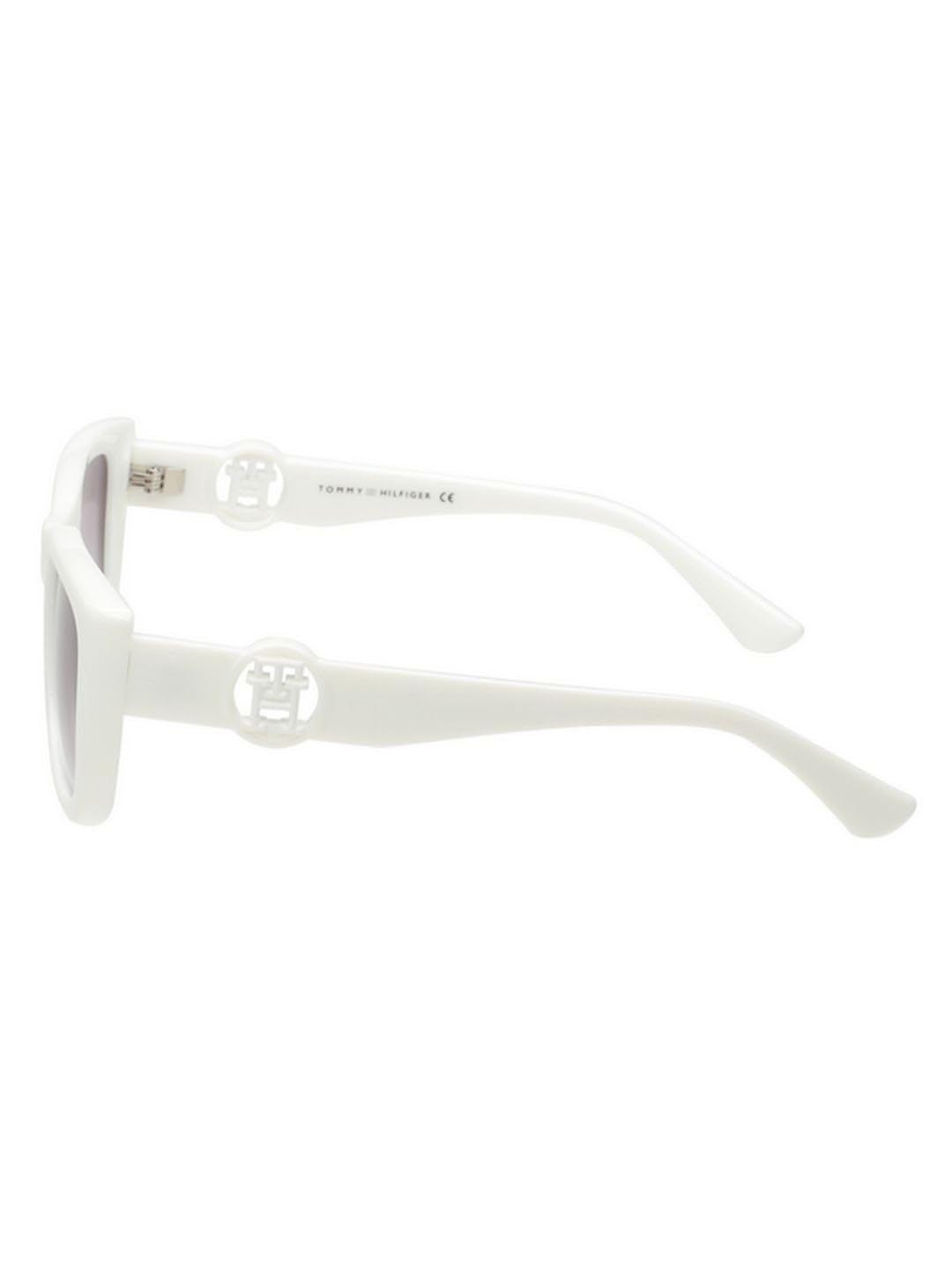 Tommy Hilfiger Sunglasses | Grey Lens | White Frame | Full Rim Square Shape Branded Latest and Stylish Non Polarized Eyewear | 100% UV Protection | Women Sunglasses| Size Medium | TH 1592 C5 53