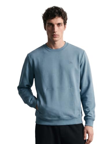DAMENSCH Heat-Code Comfort Fit Sweatshirt for Men with Pockets | Double-Brushed Microfiber Fleece | Warm Winter Pullover (5-15°C) | Anti-Pilling, Glacier Blue, XL