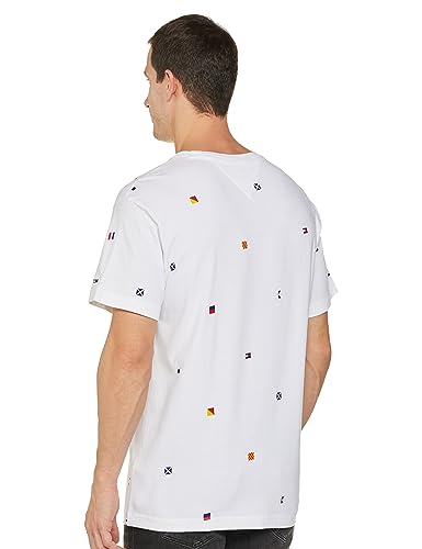 TOMMY HILFIGER Men's Relaxed fit Half Sleeve T-Shirt, White/Multi, S