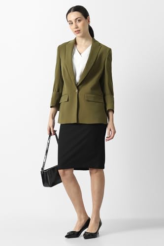 Women Olive Solid Blazer