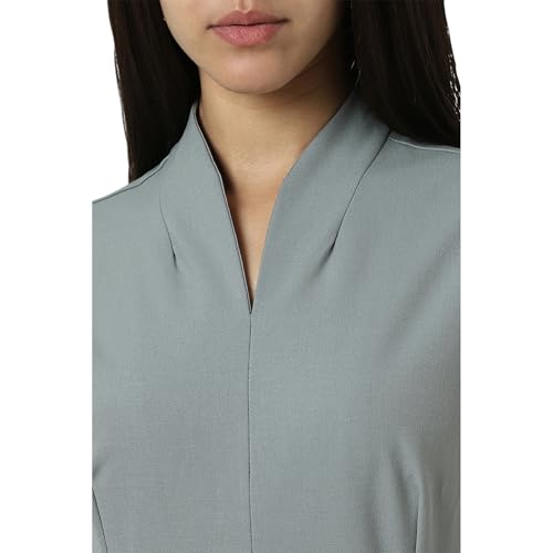 Van Heusen Women Grey Solid Knee Length Formal Dress