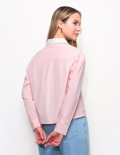Contrast Collar Boxy Solid Shirt
