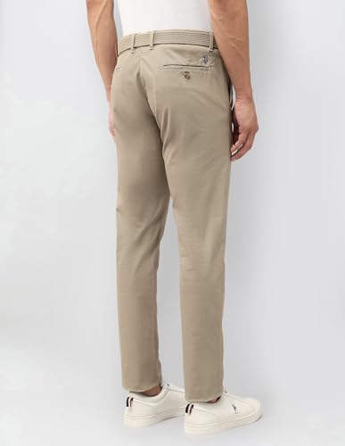 U.S.Polo Association Men's Denver Slim Fit Satin Trousers (USTRO160D_Brown_38)