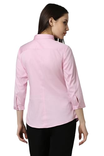 Van Heusen Women Pink Solid 3/4th Sleeves Formal Shirt
