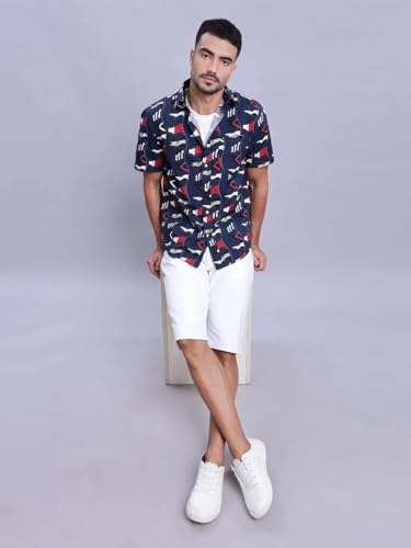 Regular Fit Printed Mid Rise Shorts White