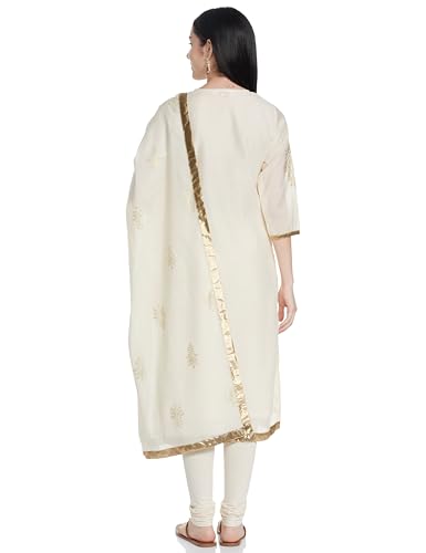 Biba Women Off White Poly Chanderi Fitted Kurta Set_38