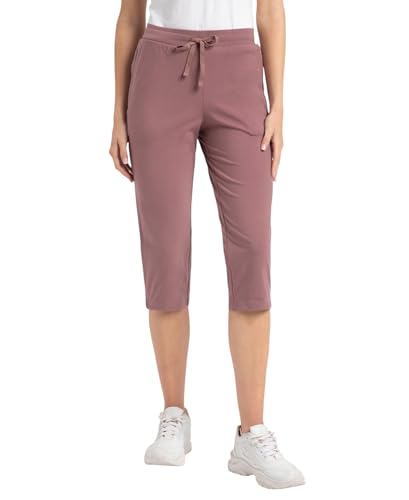 Jockey 1300 Women's Super Combed Cotton Elastane Stretch Slim Fit Capri with Side Pockets_Burnt Rose_S